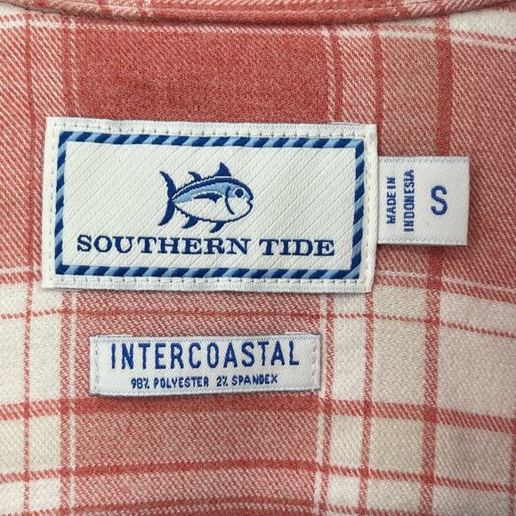 Southern Tide Milton Plaid Intercoastal Flannel Shirt Size Small Mineral Red - Picture 6 of 6